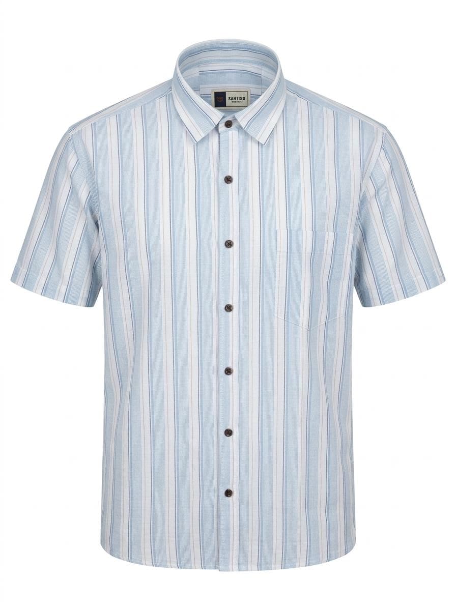Santiso Sky Striped Half-Sleeve Casual Shirt
