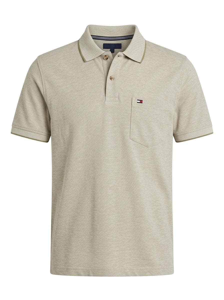 Tommy Tipped Pique Polo — Sand